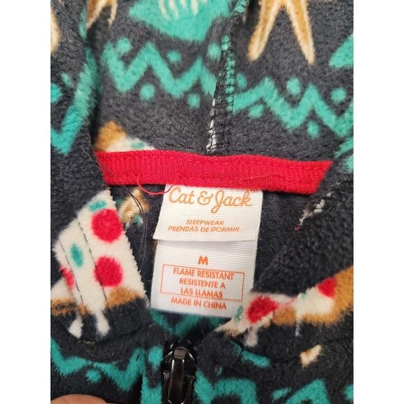 Cat & Jack Pajamas Boys Medium Christmas T Rex Pizza Full Zip Hooded Fleece - Picture 4 of 6